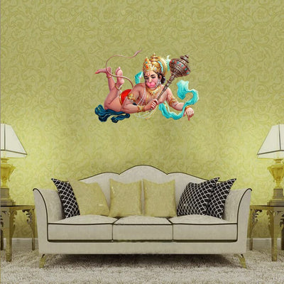 Vibrant Hanuman peel and stick wall sticker, showcasing intricate details and rich colors, perfect for enhancing home decor.