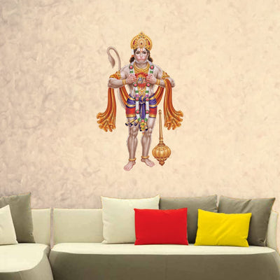 A colorful Hanuman wall sticker featuring intricate designs, ideal for home decor that honors Hindu deities and the Hindu faith.