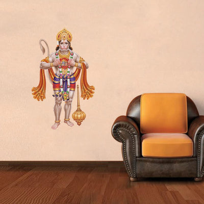 A colorful Hanuman wall sticker featuring intricate designs, ideal for home decor that honors Hindu deities and the Hindu faith.