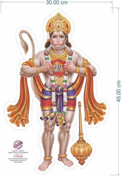 A colorful Hanuman wall sticker featuring intricate designs, ideal for home decor that honors Hindu deities and the Hindu faith.