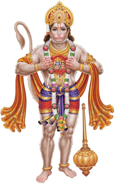 A colorful Hanuman wall sticker featuring intricate designs, ideal for home decor that honors Hindu deities and the Hindu faith.