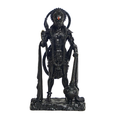 Handmade resin idol of Lord Hanuman, intricately designed, suitable for altar or home decor, symbolizing strength and devotion in Hinduism.