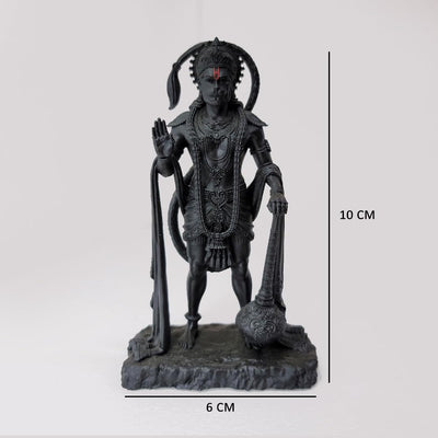 Handmade resin idol of Lord Hanuman, intricately designed, suitable for altar or home decor, symbolizing strength and devotion in Hinduism.