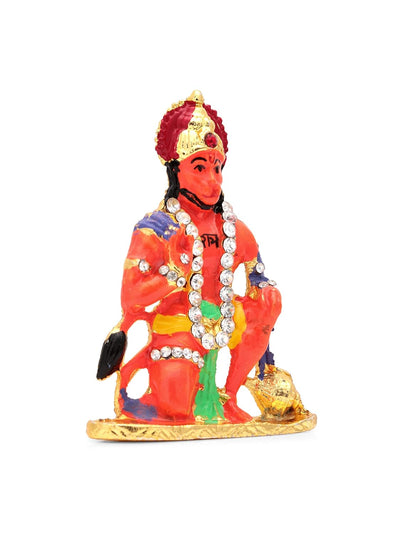 Handmade aluminum idol of Lord Hanuman, intricately designed, symbolizing strength and protection, ideal for altars and home decor.