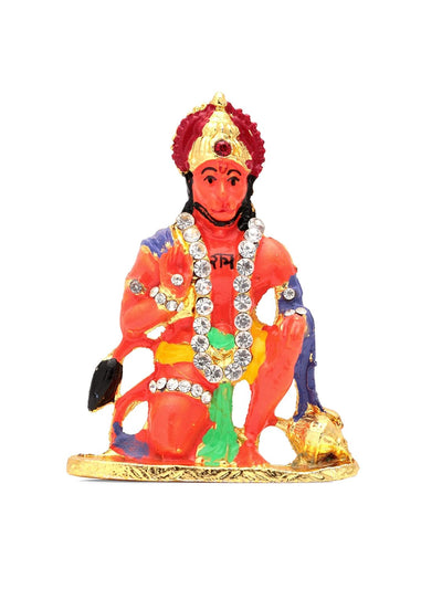 Handmade aluminum idol of Lord Hanuman, intricately designed, symbolizing strength and protection, ideal for altars and home decor.