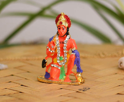 Handmade aluminum idol of Lord Hanuman, intricately designed, symbolizing strength and protection, ideal for altars and home decor.