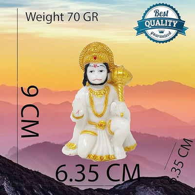 Handmade marble idol of Hanuman Ji in a blessing posture, symbolizing strength and devotion, ideal for altars and home decor.