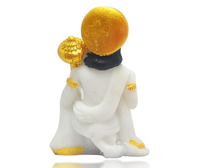 Handmade marble idol of Hanuman Ji in a blessing posture, symbolizing strength and devotion, ideal for altars and home decor.