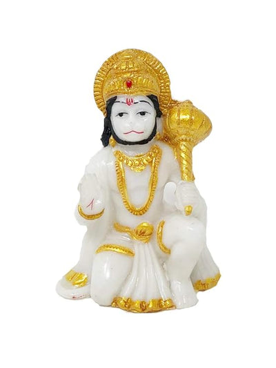 Handmade marble idol of Hanuman Ji in a blessing posture, symbolizing strength and devotion, ideal for altars and home decor.