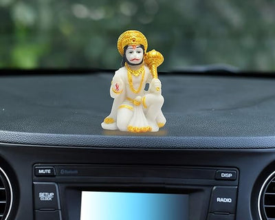 Handmade marble Hanuman Ji idol in classic white, symbolizing strength and protection, ideal for home decor and altars.