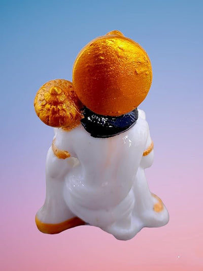 Handmade marble Hanuman Ji idol, depicting the Monkey God in a powerful pose, ideal for altars and home decor.