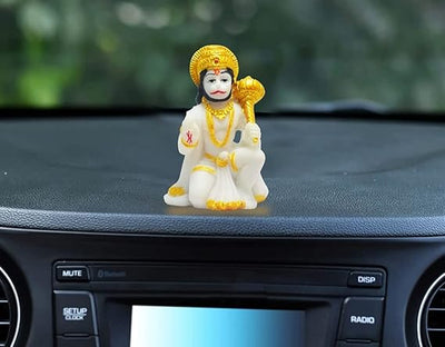 Handmade marble Hanuman Ji idol, depicting the Monkey God in a powerful pose, ideal for altars and home decor.