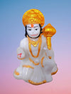 Handmade marble Hanuman Ji idol, depicting the Monkey God in a powerful pose, ideal for altars and home decor.