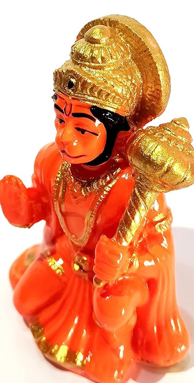 Handmade polyresin idol of Hanuman Ji, intricately detailed and symbolizing strength and protection, ideal for altars and home decor.