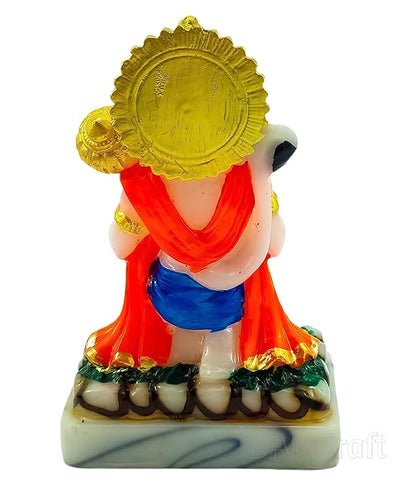 Handmade resin idol of Hanuman Ji holding a mace, symbolizing strength and devotion, ideal for altars and home decor.