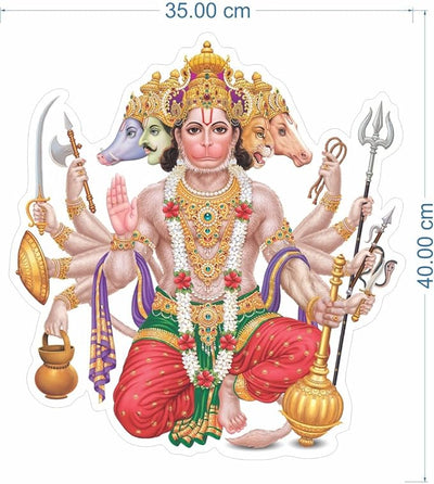 A colorful wall sticker of Lord Hanuman, showcasing his divine strength, ideal for enhancing the decor in homes celebrating Hindu culture.