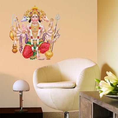 A colorful wall sticker of Lord Hanuman, showcasing his divine strength, ideal for enhancing the decor in homes celebrating Hindu culture.