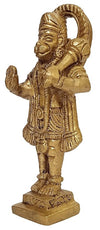 Handmade brass idol of Lord Hanumanji Bajrangbali, featuring intricate details, ideal for home temples or as a decorative collectible.