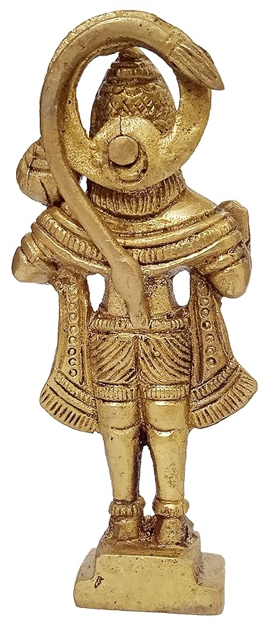 Handmade brass idol of Lord Hanumanji Bajrangbali, featuring intricate details, ideal for home temples or as a decorative collectible.
