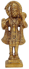 Handmade brass idol of Lord Hanumanji Bajrangbali, featuring intricate details, ideal for home temples or as a decorative collectible.