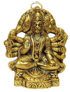 Handmade metal idol of Lord Hanumanji in Panchmukhi form, featuring intricate details, ideal for wall hanging or tabletop display.