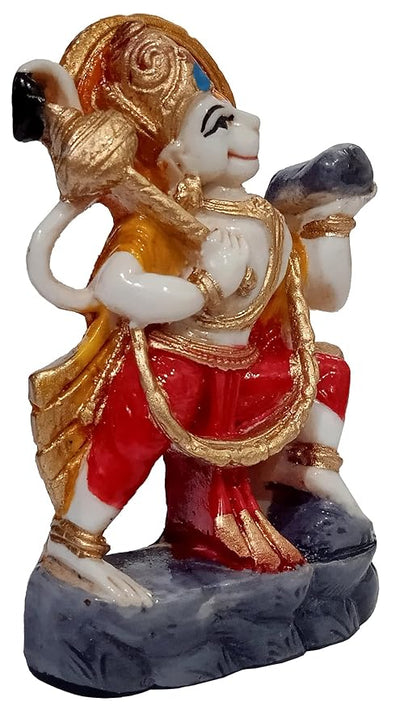 Handcrafted Hanumanji Carrying Sanjivani Parvat Idol, measuring 5L x 2W x 8H cm, showcasing intricate details, ideal for worship and decoration.