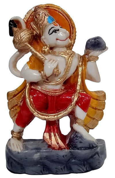 Handcrafted Hanumanji Carrying Sanjivani Parvat Idol, measuring 5L x 2W x 8H cm, showcasing intricate details, ideal for worship and decoration.