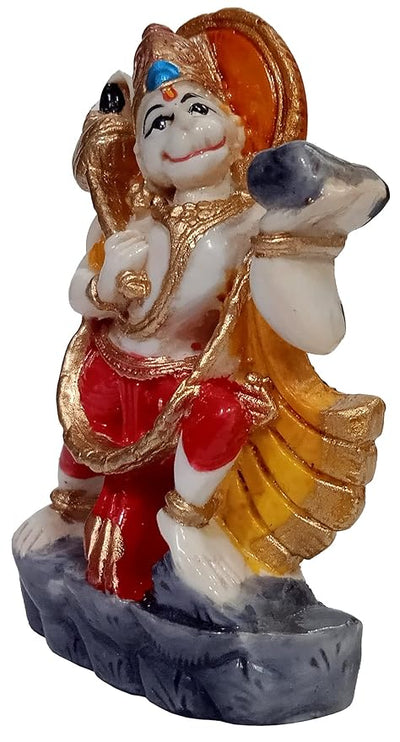 Handcrafted Hanumanji Carrying Sanjivani Parvat Idol, measuring 5L x 2W x 8H cm, showcasing intricate details, ideal for worship and decoration.