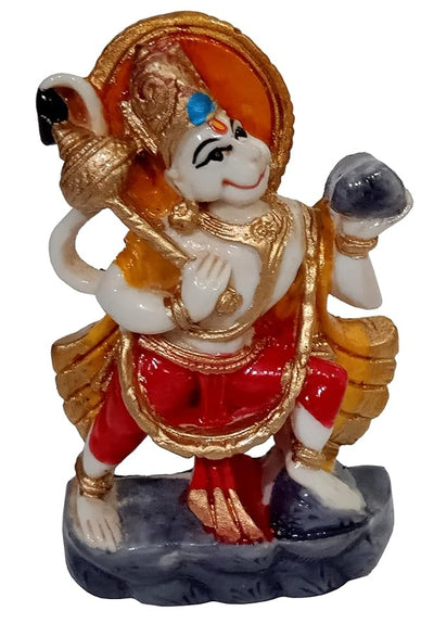 Handcrafted Hanumanji Carrying Sanjivani Parvat Idol, measuring 5L x 2W x 8H cm, showcasing intricate details, ideal for worship and decoration.