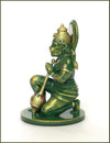 Handcrafted resin idol of Lord Hanumanji Bajrangbali in golden green, featuring intricate details, ideal for altars and spiritual spaces.