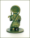 Handcrafted resin idol of Lord Hanumanji Bajrangbali in golden green, featuring intricate details, ideal for altars and spiritual spaces.