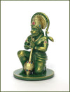 Handcrafted resin idol of Lord Hanumanji Bajrangbali in golden green, featuring intricate details, ideal for altars and spiritual spaces.