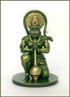 Handcrafted resin idol of Lord Hanumanji Bajrangbali in golden green, featuring intricate details, ideal for altars and spiritual spaces.