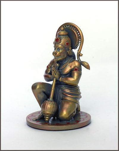 Handcrafted resin idol of Lord Hanumanji Bajrangbali, showcasing intricate details, ideal for altars and spiritual spaces.