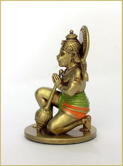Handcrafted resin idol of Lord Hanumanji Bajrangbali, showcasing intricate details, ideal for altars, home temples, and car dashboards.