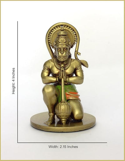 Handcrafted resin idol of Lord Hanumanji Bajrangbali, showcasing intricate details, ideal for altars, home temples, and car dashboards.