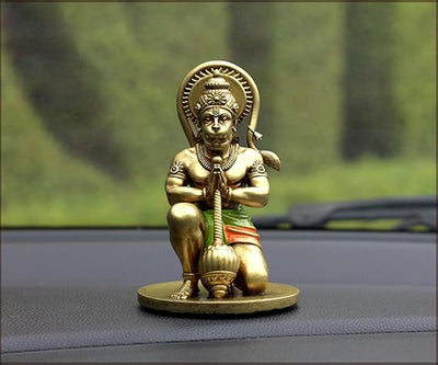 Handcrafted resin idol of Lord Hanumanji Bajrangbali, showcasing intricate details, ideal for altars, home temples, and car dashboards.