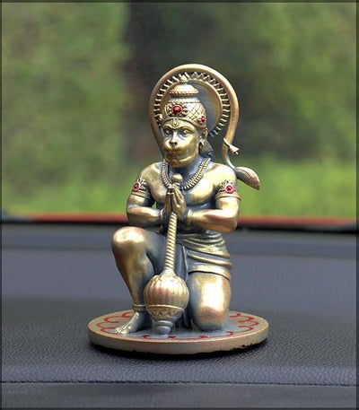 Handcrafted resin idol of Lord Hanumanji Bajrangbali, showcasing intricate details, ideal for altars and spiritual spaces.