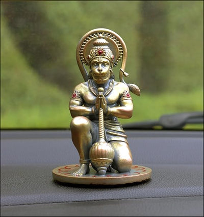 Handcrafted resin idol of Lord Hanumanji Bajrangbali, showcasing intricate details, ideal for altars and spiritual spaces.