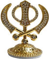 Sacred style Sikh Khanda Decorative Showpiece - 7 cm  (Metal, Gold)