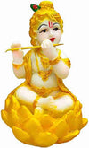 Handmade Laddu Gopal idol, depicting the playful child form of Lord Krishna, vibrant colors, and perfect for home decor or gifting.