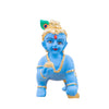 Gold-plated Laddu Gopal idol with blue terracotta detailing, crafted from synthetic resin, ideal for home altar or special occasions.