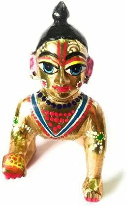Handmade pure brass Laddu Gopal Ji idol of Lord Krishna, showcasing intricate details and divine essence, ideal for spiritual spaces.