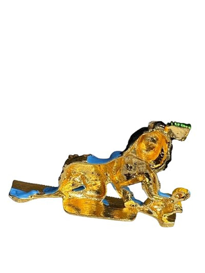 Brass statue of Lord Baby Krishna, intricately designed, symbolizing divine innocence, ideal for home altar or spiritual decor.