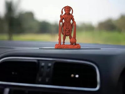 "Lord Bahubali Hanuman idol in resin, depicting the deity holding the Sanjeevani Parvat, symbolizing strength and devotion.