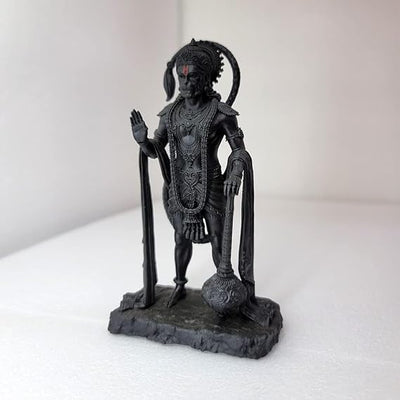 A beautifully crafted Lord Bahubali Hanuman idol made of resin, depicting Hanuman holding the Sanjeevani Parvat in a serene pose.