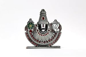 Handmade Lord Balaji idol made from metal, measuring 5 x 3 x 6 cm, perfect for car dashboards, office desks, or home altars, showcasing intricate design.