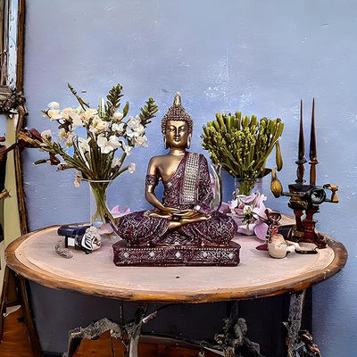 Exquisite Lord Buddha statue crafted from high-quality polyresin, showcasing serene expression and intricate details, perfect for home decor