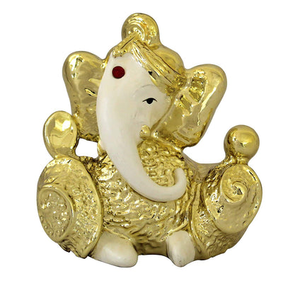 Handmade resin Lord Ganesh idol (6.3 cm x 6 cm) for car dashboards, symbolizing wisdom and prosperity, enhancing your driving experience.