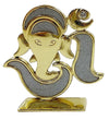 Handmade metal Lord Ganesh idol for car dashboard, symbolizing wisdom and prosperity, featuring intricate details in a compact design.